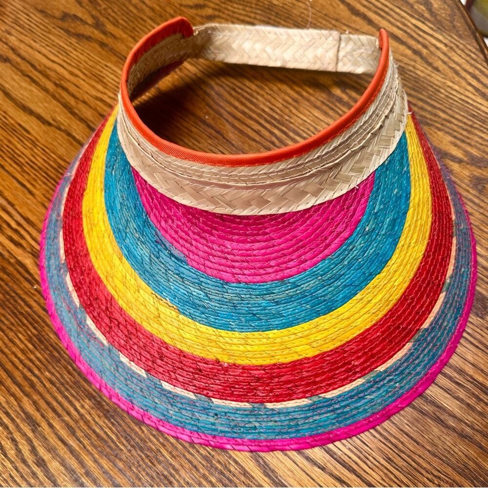 Brand New Rainbow Straw Sun Visor Mexico Collection